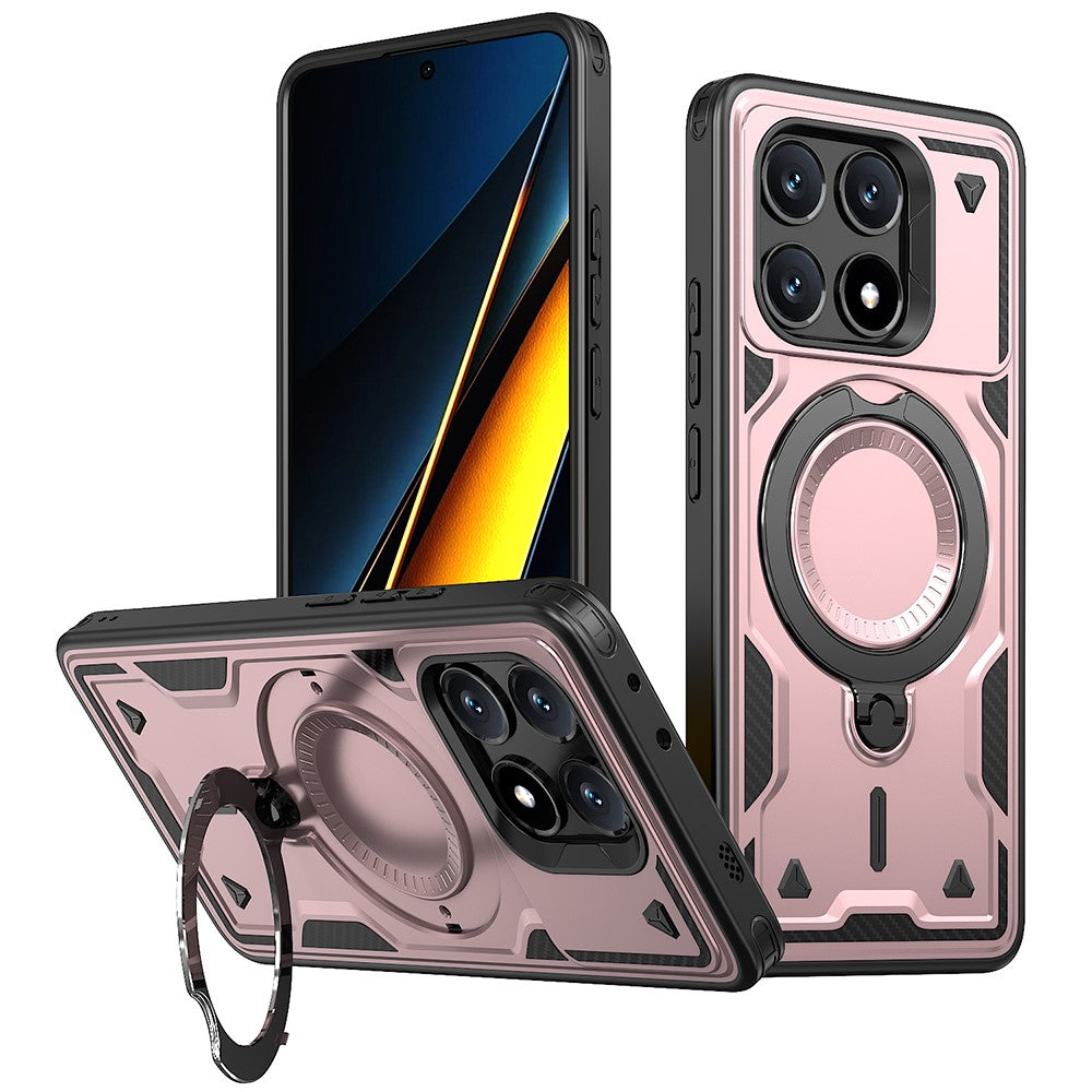 For Xiaomi Poco X6 Pro 5G / Redmi K70E 5G Magnetic Case Military Protection PC+TPU Kickstand Phone Cover