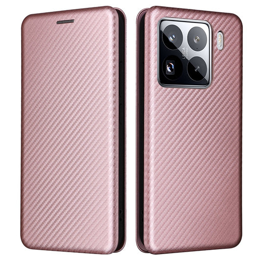 Xiaomi 15 Pro Handyhülle – aus sturzsicherem PU-Leder mit Kohlefaser-Textur