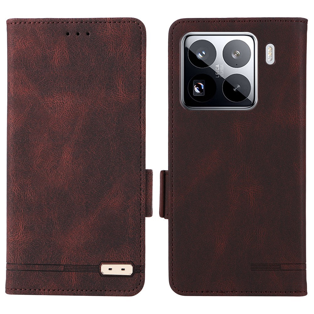 For Xiaomi 15 Case Leather Wallet Flip Phone Cover with Hardware Decor