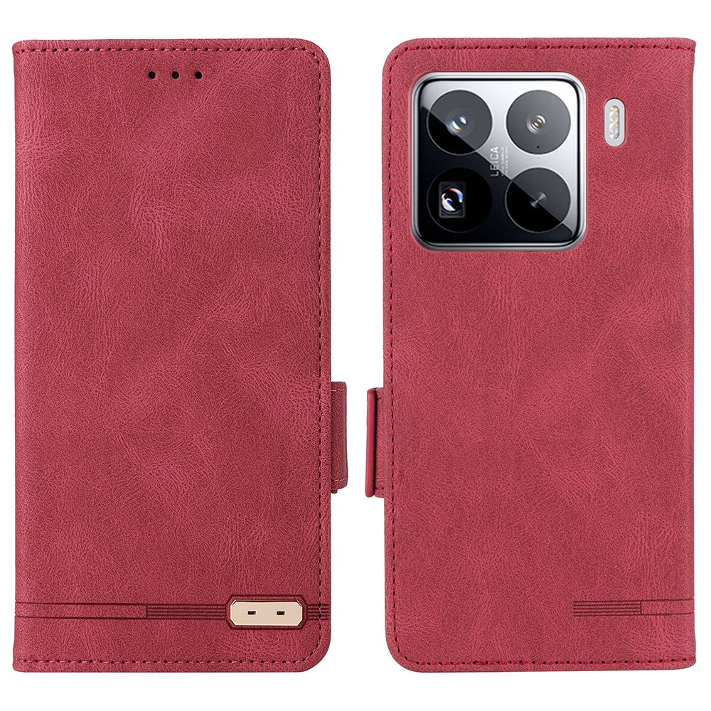 For Xiaomi 15 Case Leather Wallet Flip Phone Cover with Hardware Decor