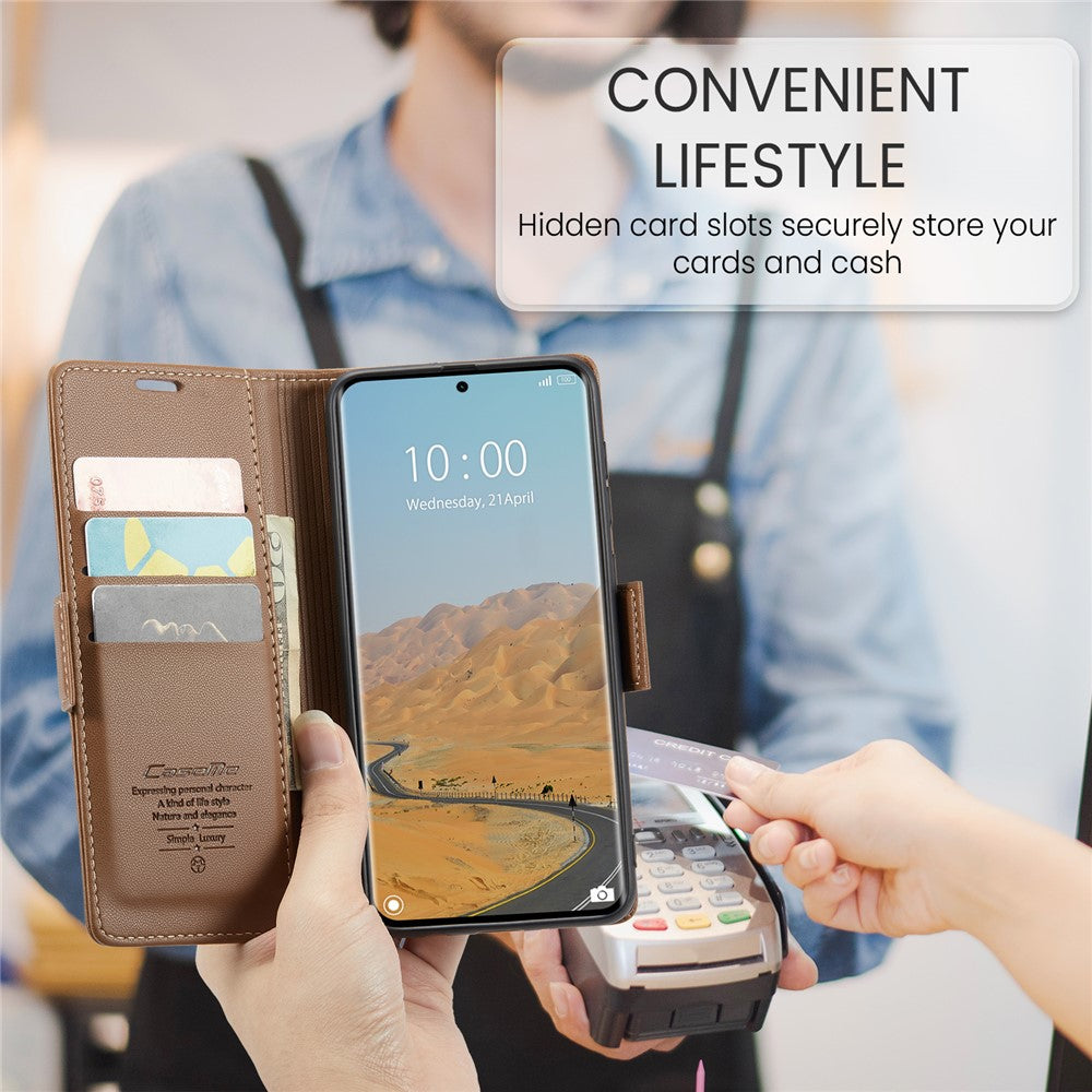 CASEME For Xiaomi Redmi Note 14 Pro+ 5G / 14 Pro 5G / Poco X7 5G Leather Case  023 RFID Blocking 3 Card Slot Mobile Cover