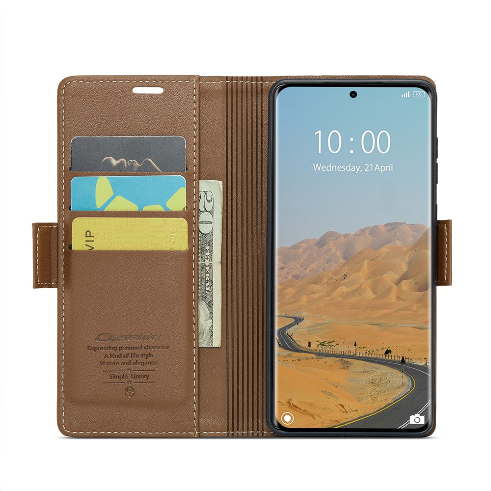 CASEME For Xiaomi Redmi Note 14 Pro+ 5G / 14 Pro 5G / Poco X7 5G Leather Case  023 RFID Blocking 3 Card Slot Mobile Cover