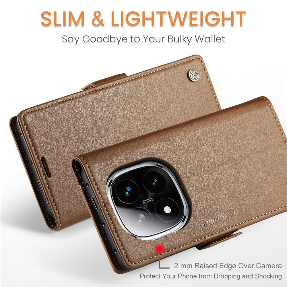 CASEME For Xiaomi Redmi Note 14 Pro+ 5G / 14 Pro 5G / Poco X7 5G Leather Case  023 RFID Blocking 3 Card Slot Mobile Cover