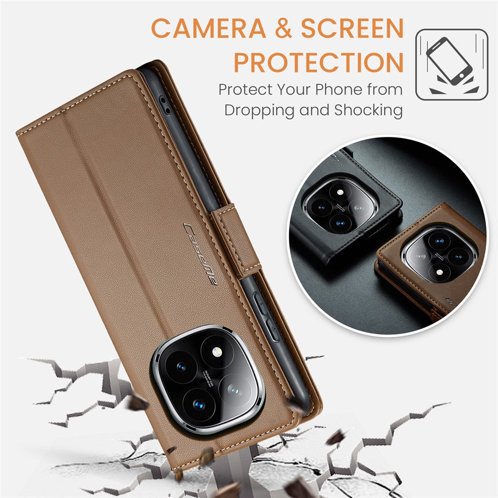 CASEME For Xiaomi Redmi Note 14 Pro+ 5G / 14 Pro 5G / Poco X7 5G Leather Case  023 RFID Blocking 3 Card Slot Mobile Cover