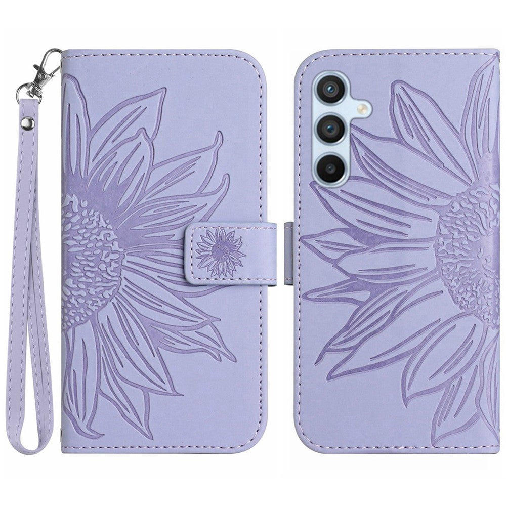 Galaxy A26 5G Wallet-Hülle – Sonnenblume aufgedruckt, mit Ständer & Riemen