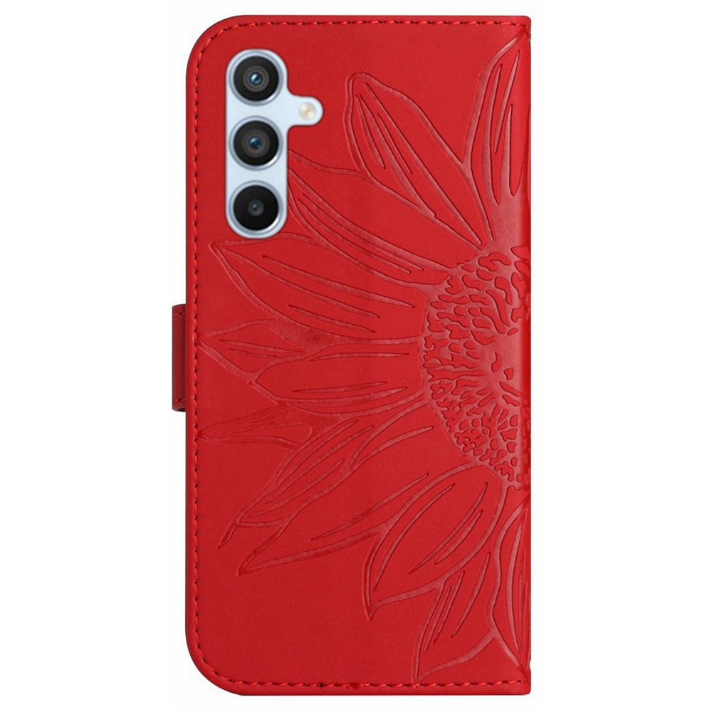 Galaxy A26 5G Wallet-Hülle – Sonnenblume aufgedruckt, mit Ständer & Riemen