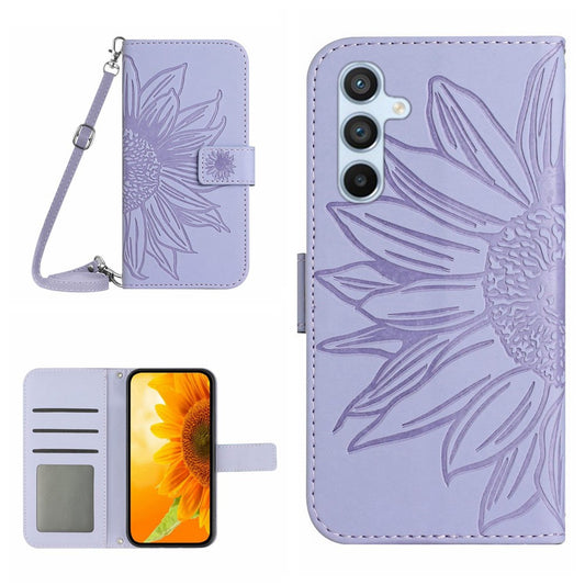 Galaxy A56 5G / M56 5G Wallet-Hülle – Sonnenblume aufgedruckt, mit Ständer & Riemen