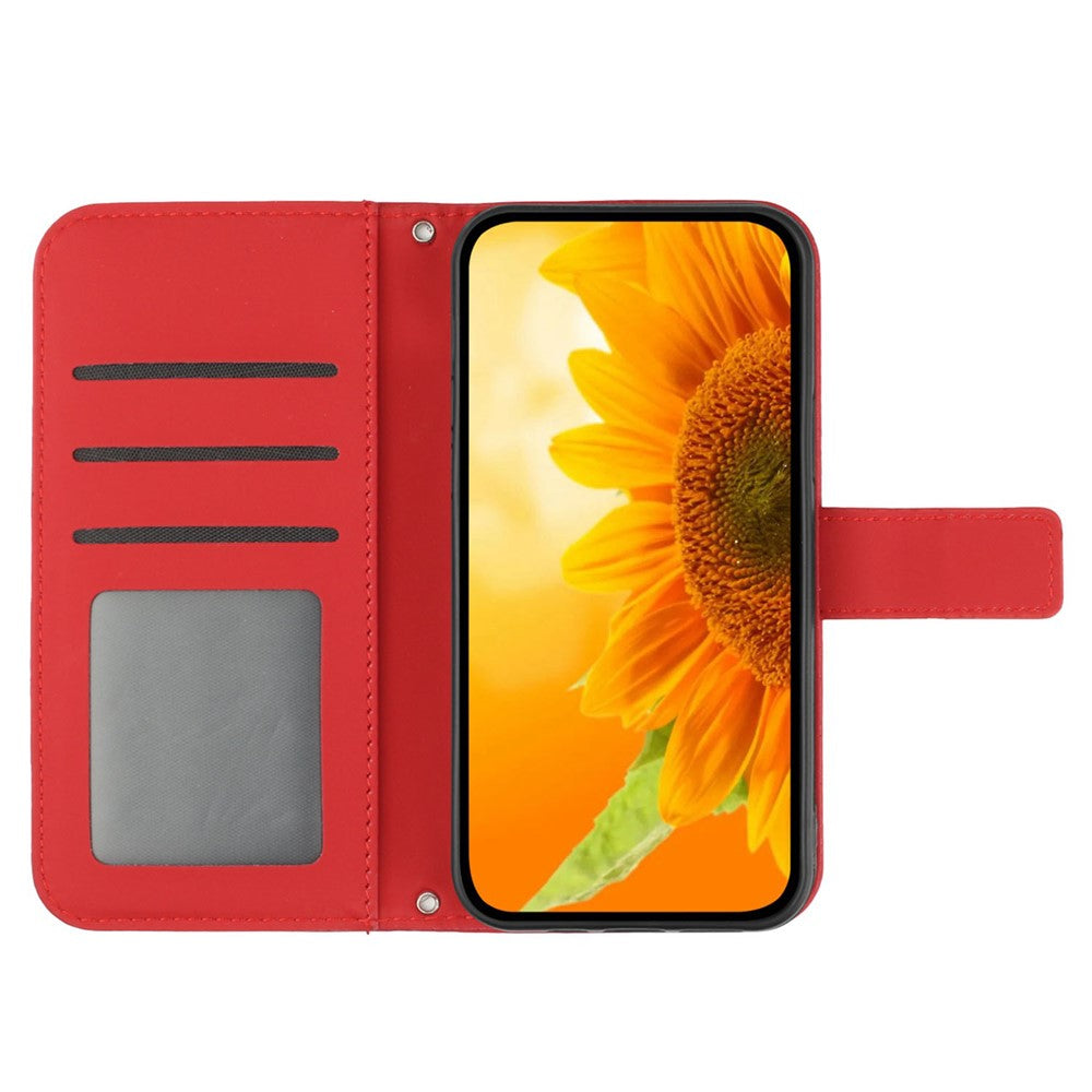 Galaxy A56 5G / M56 5G Wallet-Hülle – Sonnenblume aufgedruckt, mit Ständer & Riemen