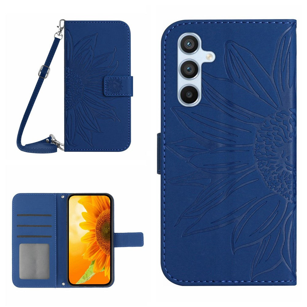 Galaxy A56 5G / M56 5G Wallet-Hülle – Sonnenblume aufgedruckt, mit Ständer & Riemen
