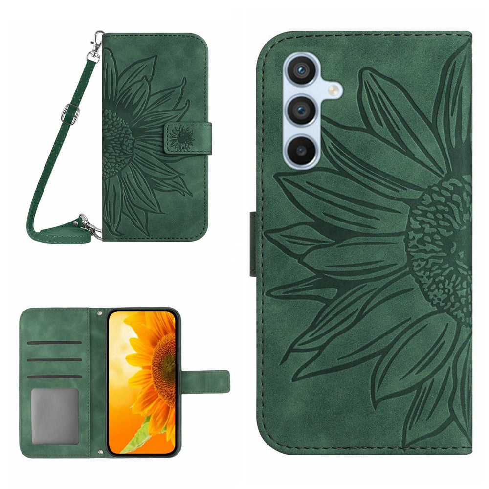 Galaxy A56 5G / M56 5G Wallet-Hülle – Sonnenblume aufgedruckt, mit Ständer & Riemen