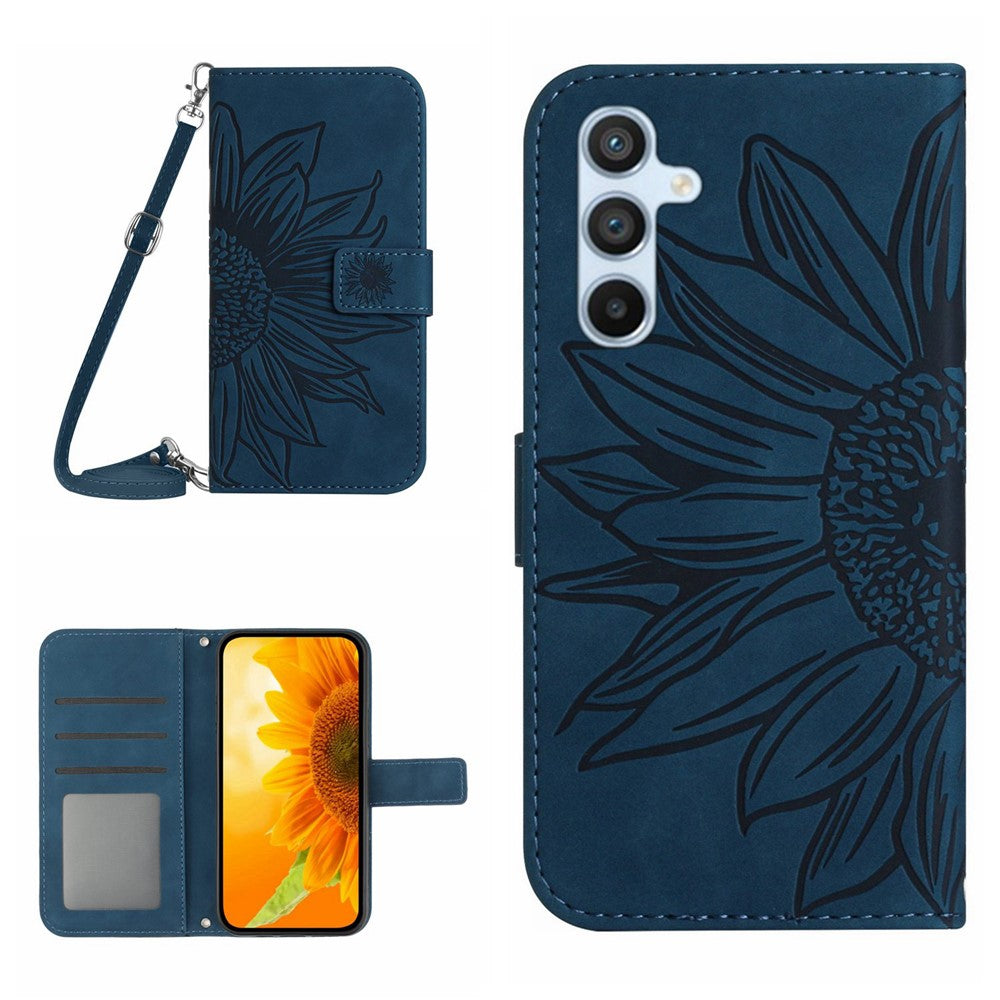 Galaxy A56 5G / M56 5G Wallet-Hülle – Sonnenblume aufgedruckt, mit Ständer & Riemen