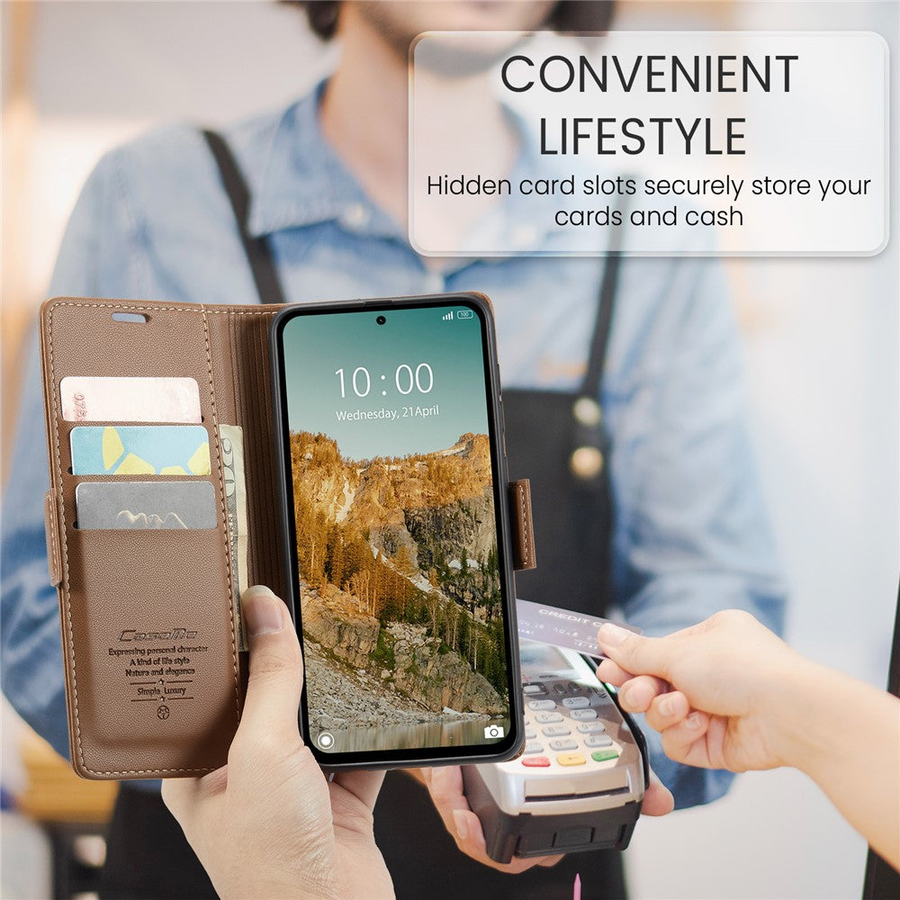 CASEME For Xiaomi Redmi Note 14 5G Leather Case  023 RFID Blocking 3 Card Slot Mobile Cover