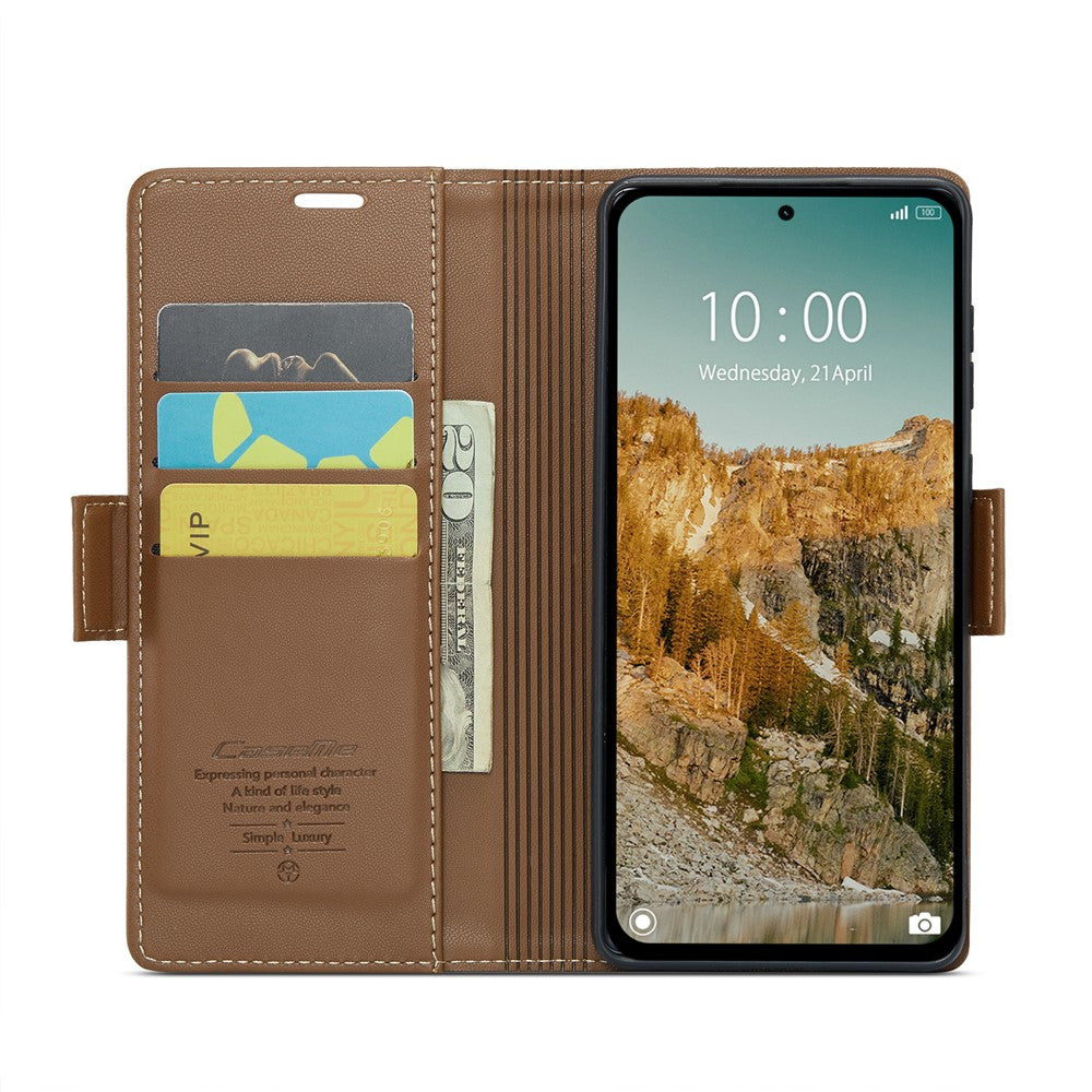 CASEME For Xiaomi Redmi Note 14 5G Leather Case  023 RFID Blocking 3 Card Slot Mobile Cover