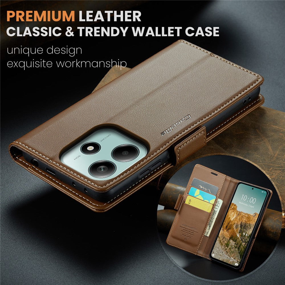 CASEME For Xiaomi Redmi Note 14 5G Leather Case  023 RFID Blocking 3 Card Slot Mobile Cover