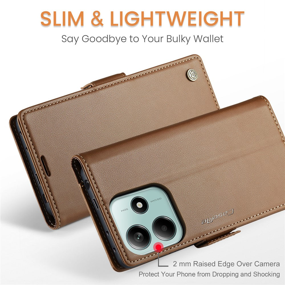 CASEME For Xiaomi Redmi Note 14 5G Leather Case  023 RFID Blocking 3 Card Slot Mobile Cover
