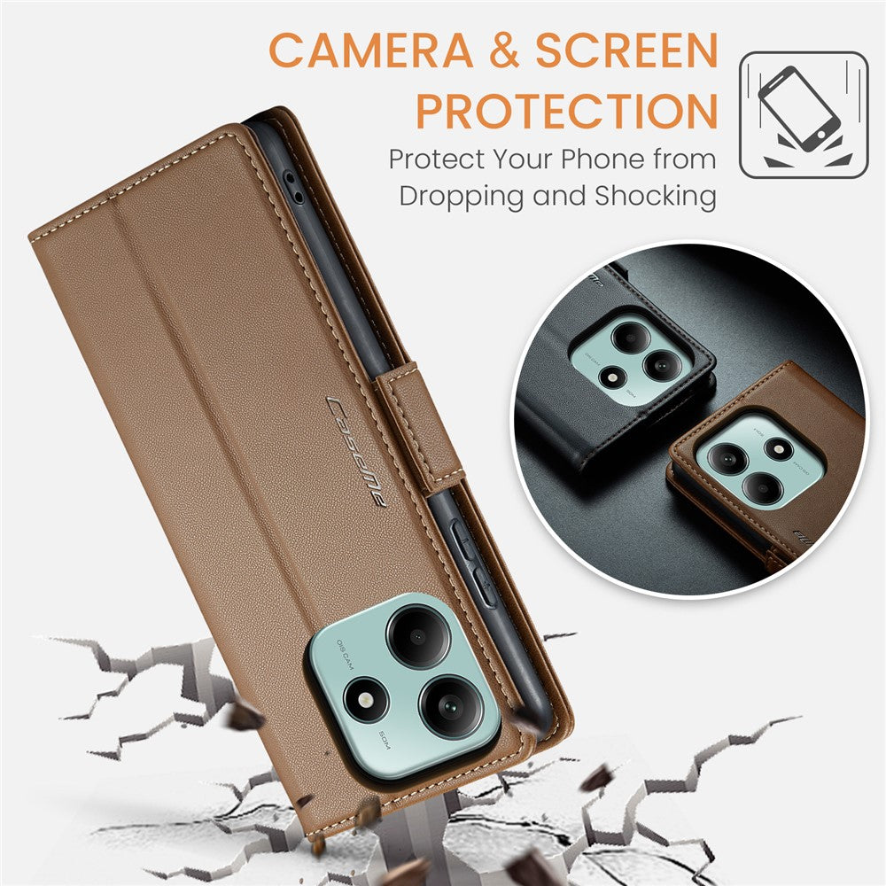 CASEME For Xiaomi Redmi Note 14 5G Leather Case  023 RFID Blocking 3 Card Slot Mobile Cover