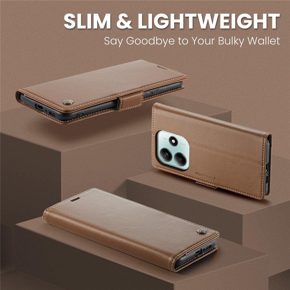 CASEME For Xiaomi Redmi Note 14 5G Leather Case  023 RFID Blocking 3 Card Slot Mobile Cover