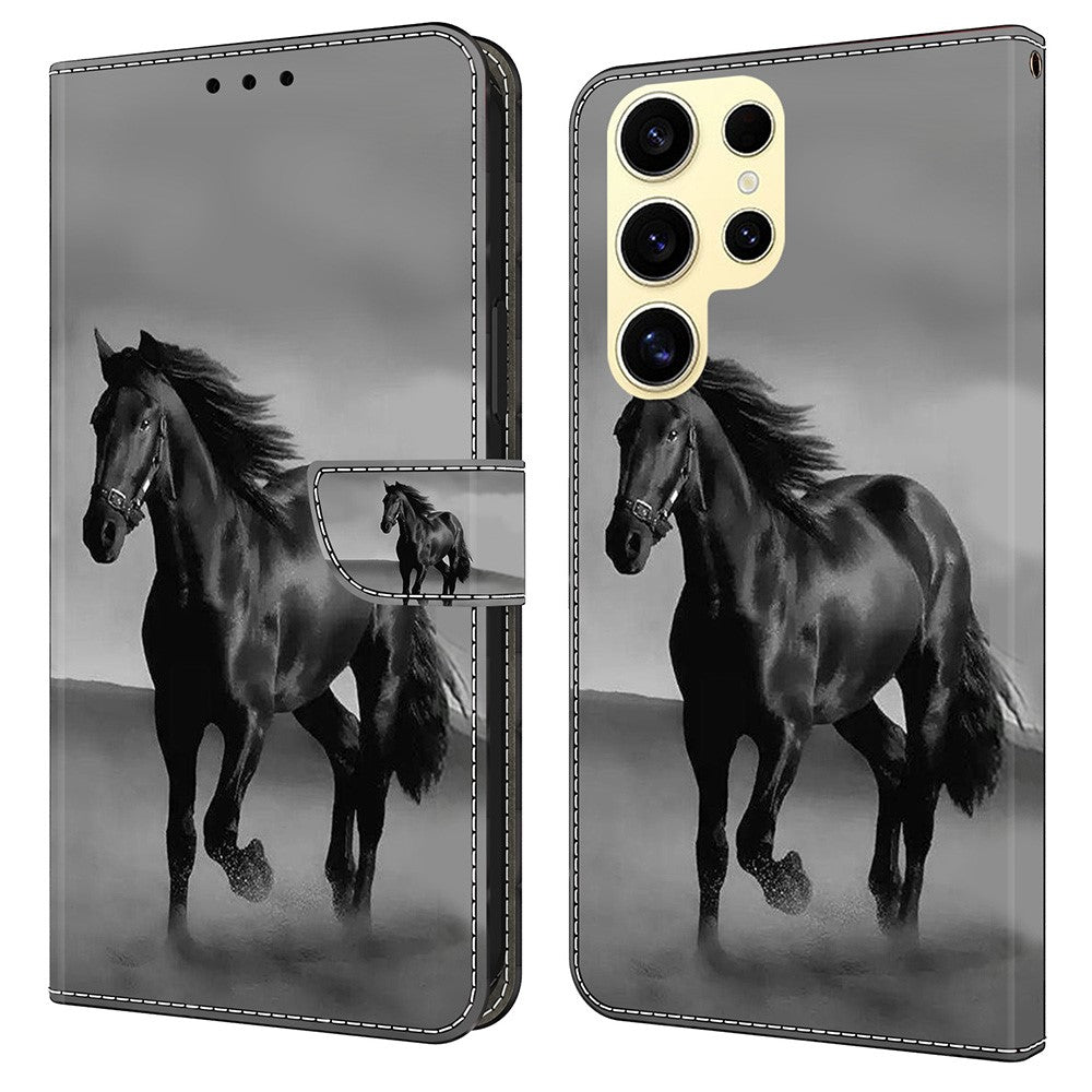 Galaxy S25 Ultra Wallet-Hülle mit 3D-Muster & Magnetverschluss