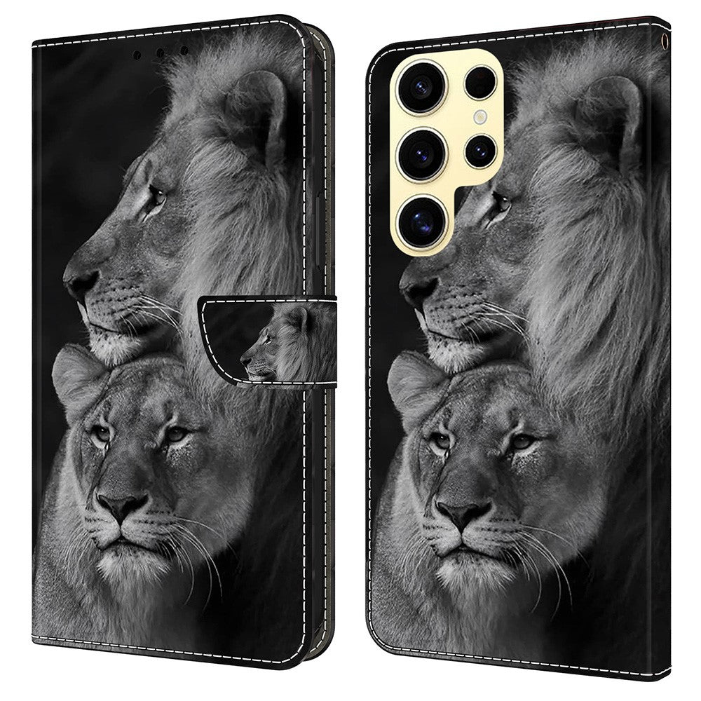Galaxy S25 Ultra Wallet-Hülle mit 3D-Muster & Magnetverschluss