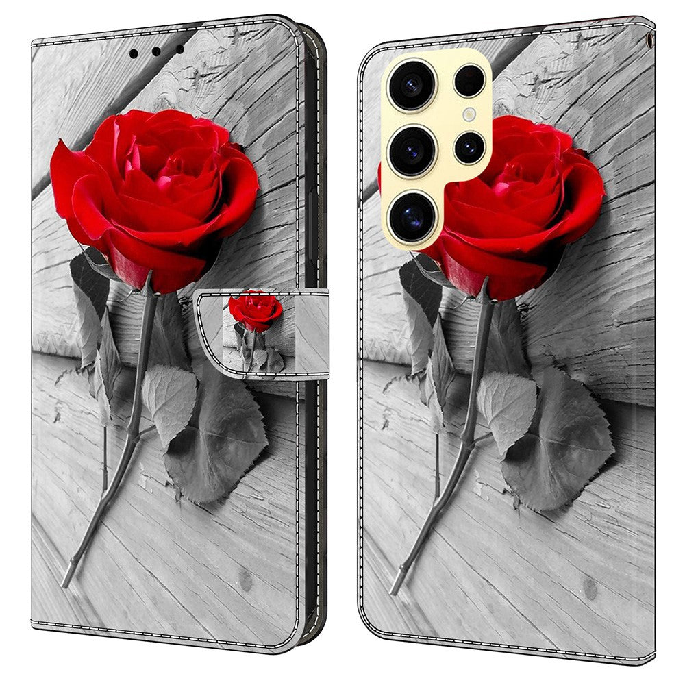 Galaxy S25 Ultra Wallet-Hülle mit 3D-Muster & Magnetverschluss