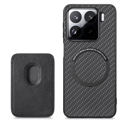 Xiaomi 15 Handyhülle – Rückseite aus Karbonfaser-Leder mit abnehmbarer Kartentasche