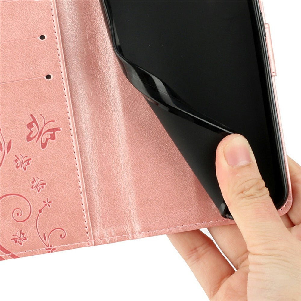 For Honor Magic7 Pro 5G Leather Wallet Case Butterfly Flower Imprinted Phone Cover with Strap