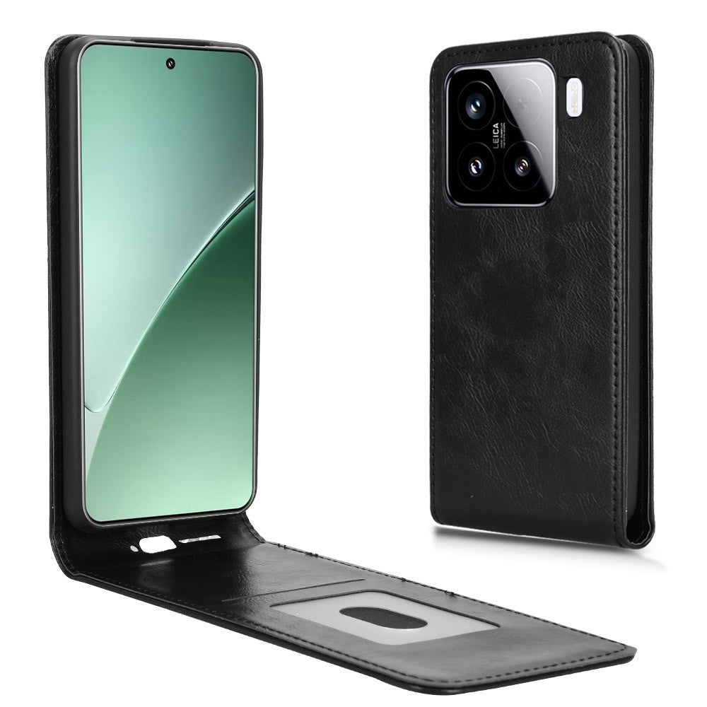 For Xiaomi 15 Case with Card Slot Magnetic Vertical Flip Leather Phone Cover