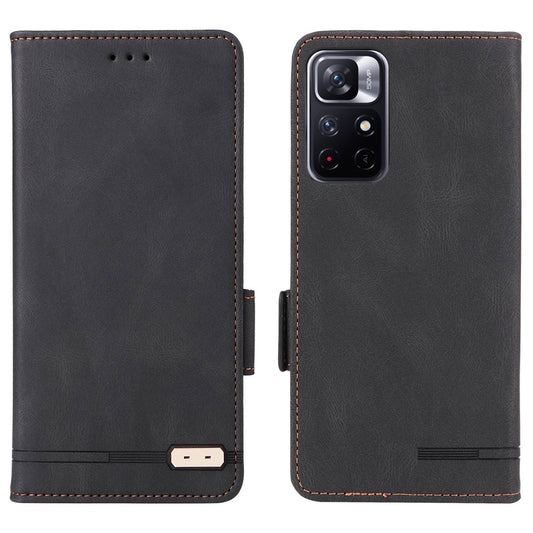 Hardware Decor Phone Case for Xiaomi Poco M4 Pro 5G / Redmi 10 4G (2021) / Note 11S 5G, Dual Magnetic Clasp PU Leather Wallet Foldable Stand Phone Cover