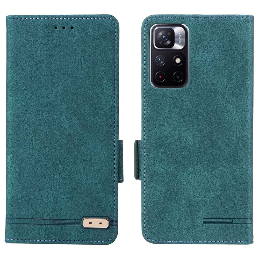 Hardware Decor Phone Case for Xiaomi Poco M4 Pro 5G / Redmi 10 4G (2021) / Note 11S 5G, Dual Magnetic Clasp PU Leather Wallet Foldable Stand Phone Cover