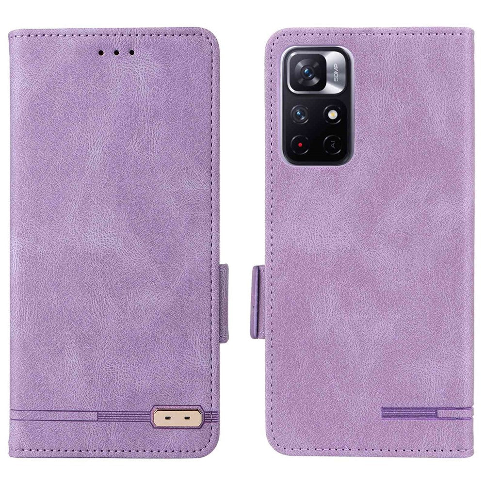 Hardware Decor Phone Case for Xiaomi Poco M4 Pro 5G / Redmi 10 4G (2021) / Note 11S 5G, Dual Magnetic Clasp PU Leather Wallet Foldable Stand Phone Cover