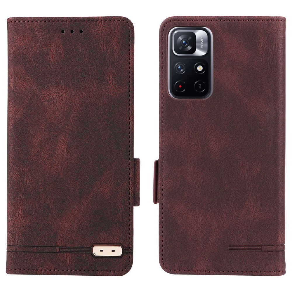 Hardware Decor Phone Case for Xiaomi Poco M4 Pro 5G / Redmi 10 4G (2021) / Note 11S 5G, Dual Magnetic Clasp PU Leather Wallet Foldable Stand Phone Cover
