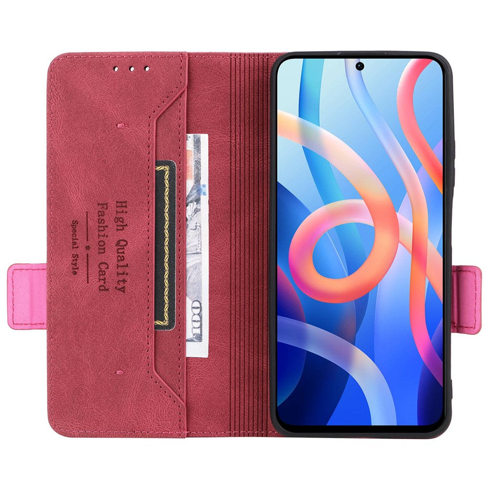 Hardware Decor Phone Case for Xiaomi Poco M4 Pro 5G / Redmi 10 4G (2021) / Note 11S 5G, Dual Magnetic Clasp PU Leather Wallet Foldable Stand Phone Cover