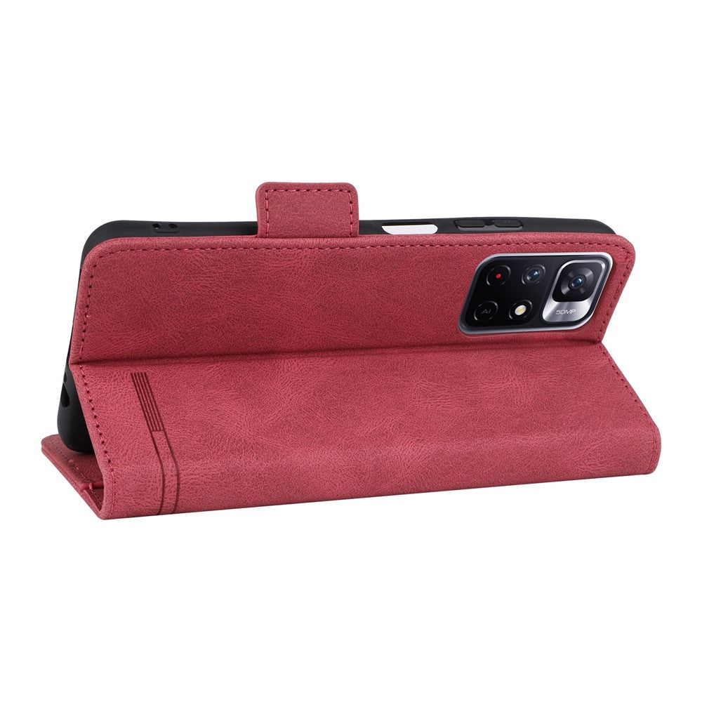 Hardware Decor Phone Case for Xiaomi Poco M4 Pro 5G / Redmi 10 4G (2021) / Note 11S 5G, Dual Magnetic Clasp PU Leather Wallet Foldable Stand Phone Cover