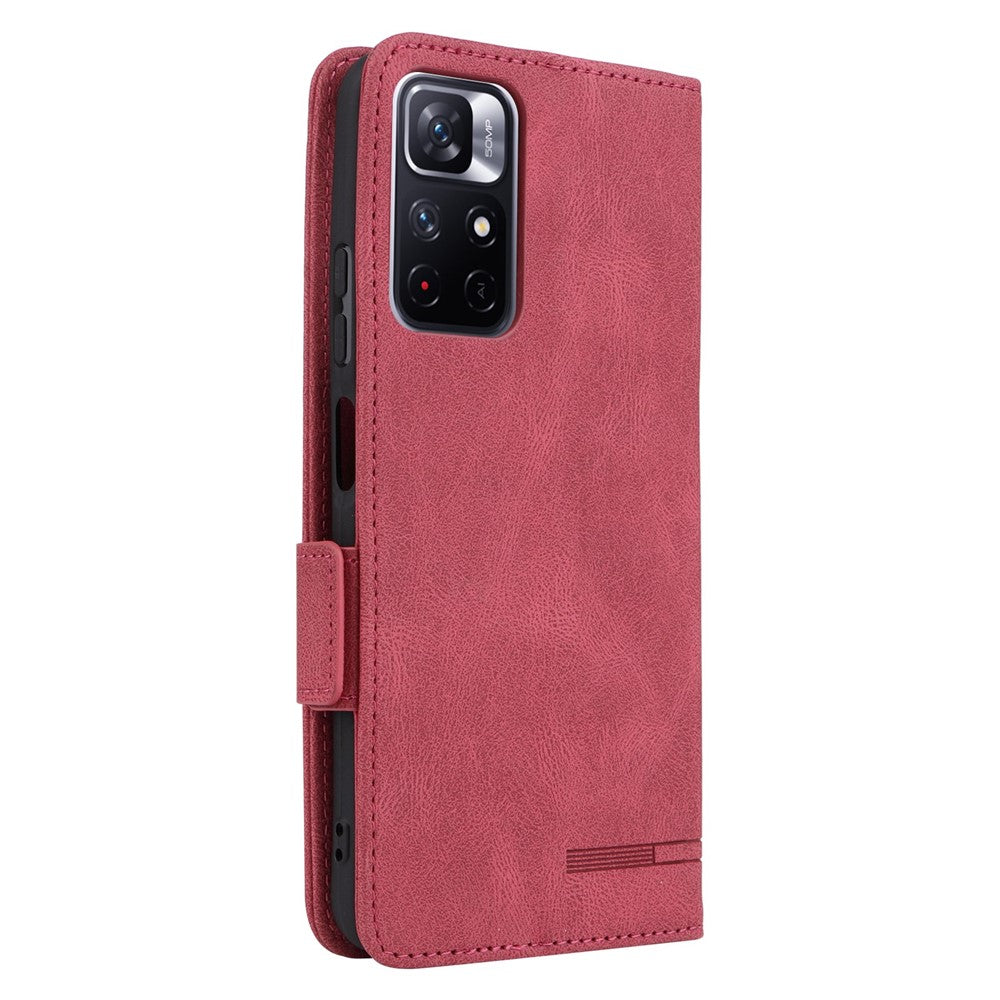 Hardware Decor Phone Case for Xiaomi Poco M4 Pro 5G / Redmi 10 4G (2021) / Note 11S 5G, Dual Magnetic Clasp PU Leather Wallet Foldable Stand Phone Cover