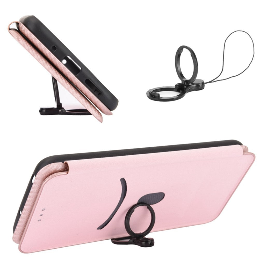 For Xiaomi Poco C40 4G Anti-scratch Carbon Fiber Texture Smartphone Case PU Leather Magnetic Auto-absorbed Stand Card Holder Phone Shell