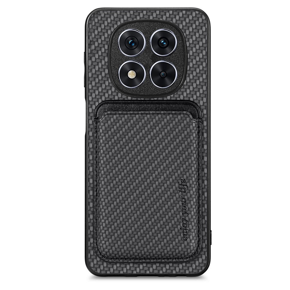 For Xiaomi Redmi Note 14 Pro 5G / Poco X7 5G Case Carbon Fiber Leather Back Cover with Detachable Card Bag