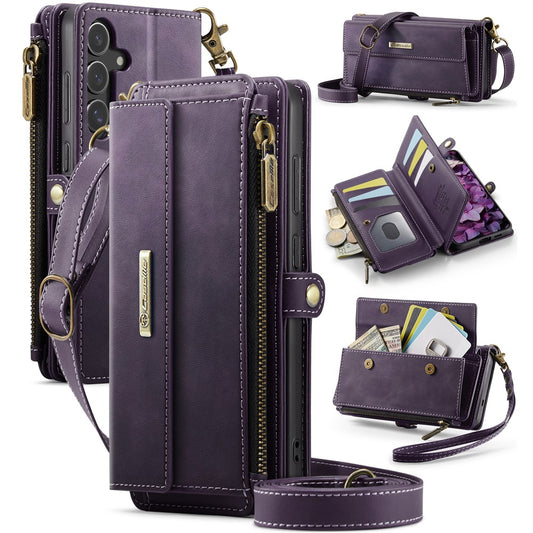 Galaxy S24 Wallet-Hülle – Mit RFID-blockierende Reißverschluss-Brieftasche, Ständer & Riemen