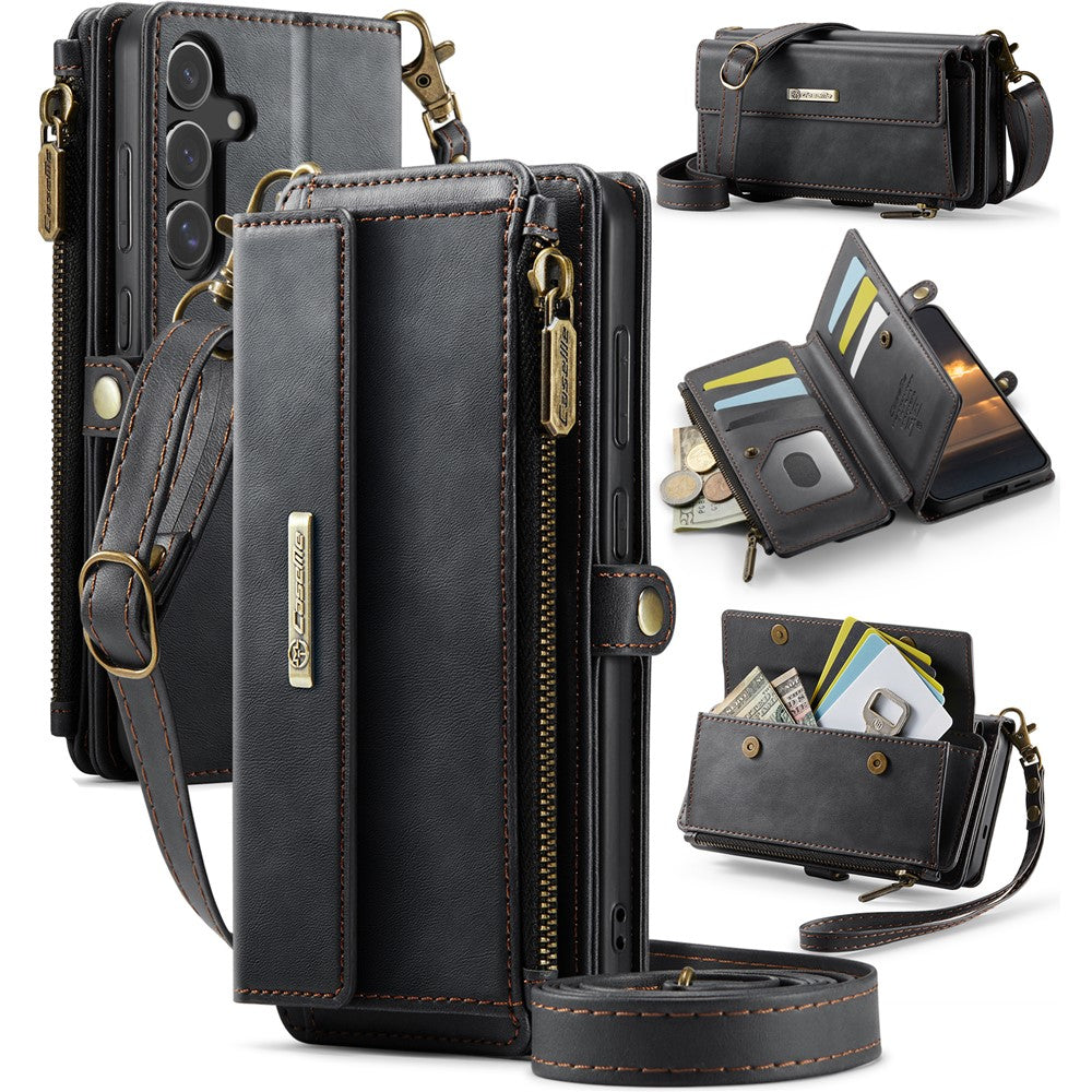 Galaxy S24 Wallet-Hülle – Mit RFID-blockierende Reißverschluss-Brieftasche, Ständer & Riemen