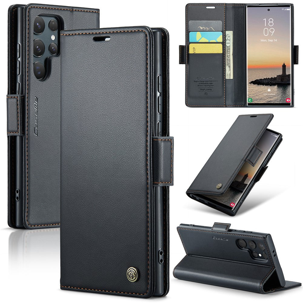 Galaxy S25 Ultra Glänzende Wallet-Hülle – RFID-Schutz & Ständer