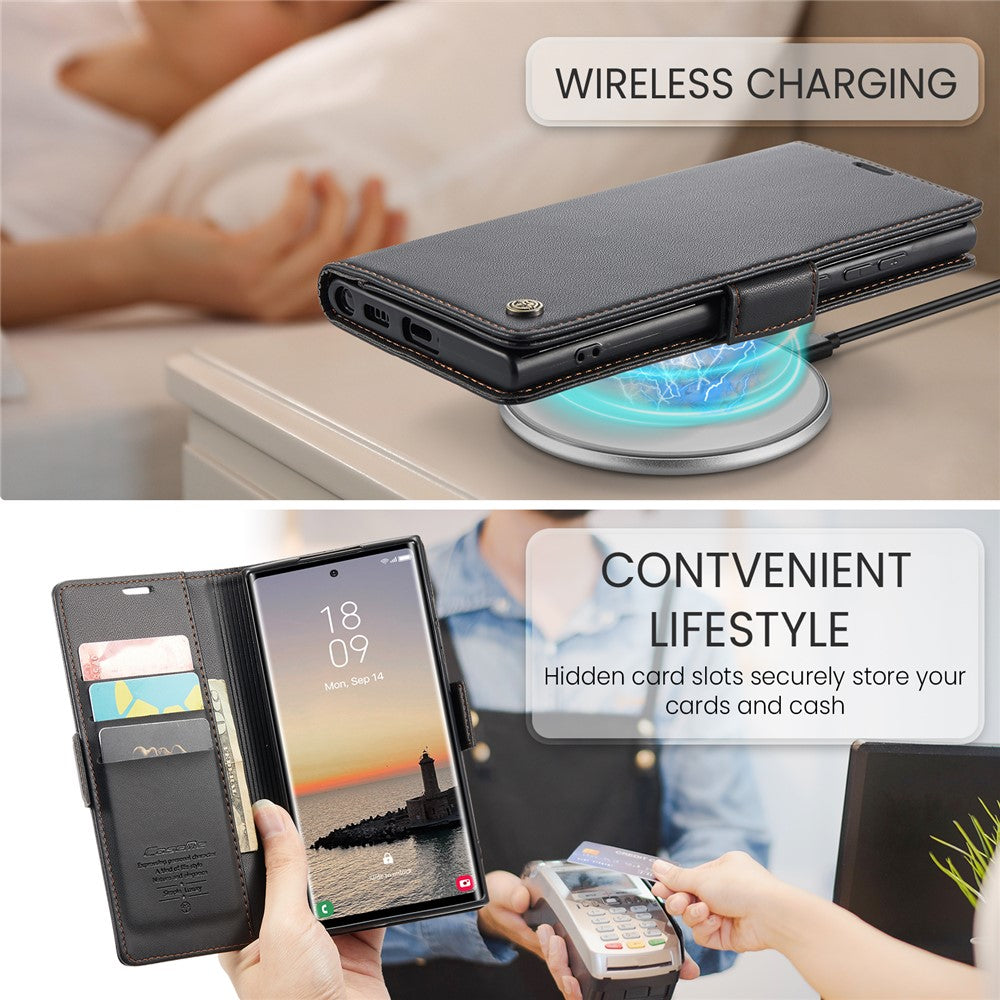 Galaxy S25 Ultra Glänzende Wallet-Hülle – RFID-Schutz & Ständer