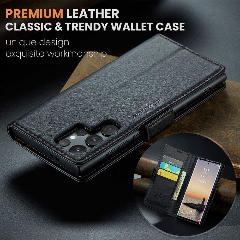 Galaxy S25 Ultra Glänzende Wallet-Hülle – RFID-Schutz & Ständer
