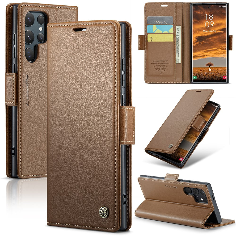 Galaxy S25 Ultra Glänzende Wallet-Hülle – RFID-Schutz & Ständer