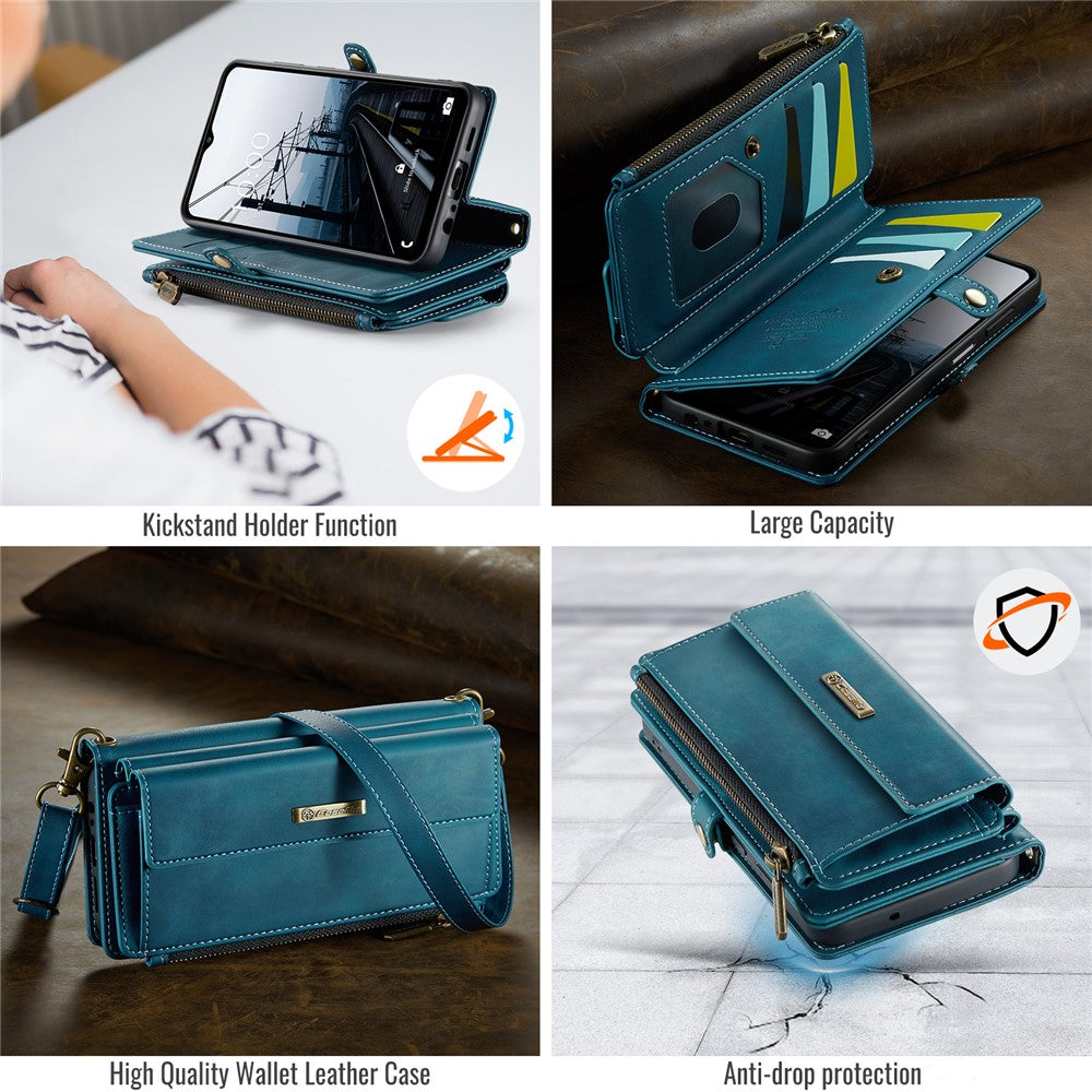 Galaxy A14 5G Wallet-Hülle – Mit RFID-blockierende Reißverschluss-Brieftasche, Ständer & Riemen