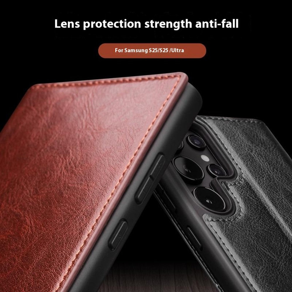 Galaxy S25 Ultra Echtleder-Handyhülle – Geldbörse & Standfunktion