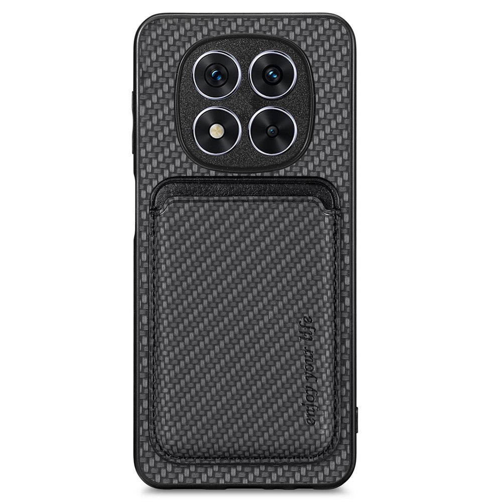 For Xiaomi Redmi Note 14 Pro+ 5G Case Carbon Fiber Leather Back Cover with Detachable Card Bag