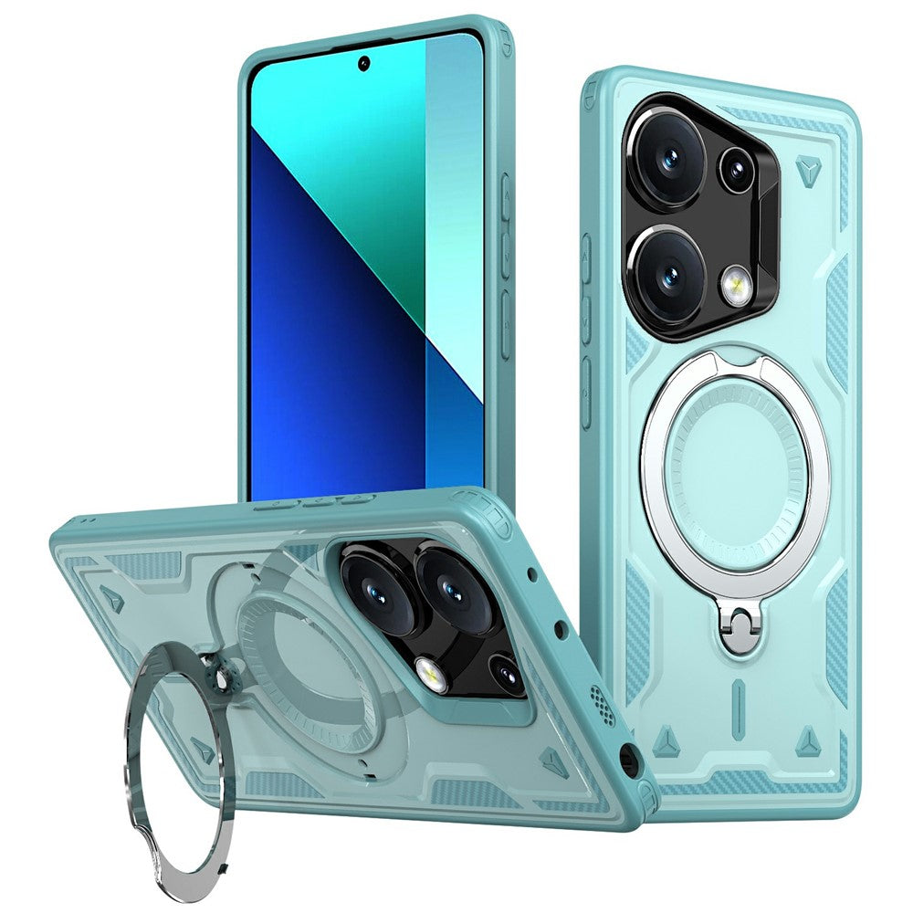 For Xiaomi Poco M6 Pro 4G / Redmi Note 13 Pro 4G Magnetic Case Military Protection PC+TPU Kickstand Phone Cover
