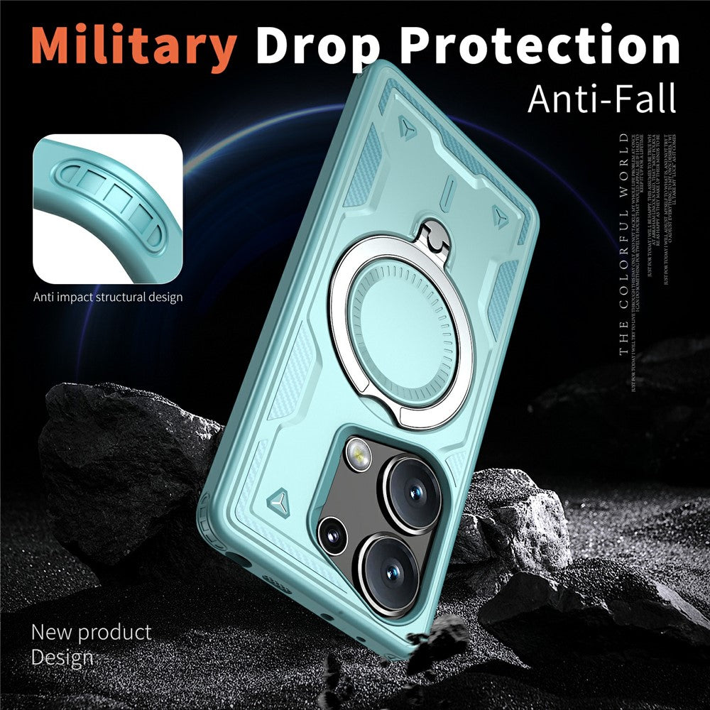 For Xiaomi Poco M6 Pro 4G / Redmi Note 13 Pro 4G Magnetic Case Military Protection PC+TPU Kickstand Phone Cover