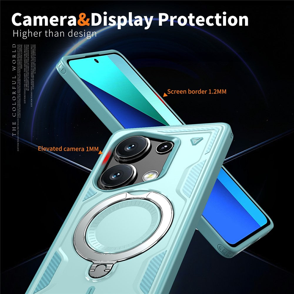 For Xiaomi Poco M6 Pro 4G / Redmi Note 13 Pro 4G Magnetic Case Military Protection PC+TPU Kickstand Phone Cover