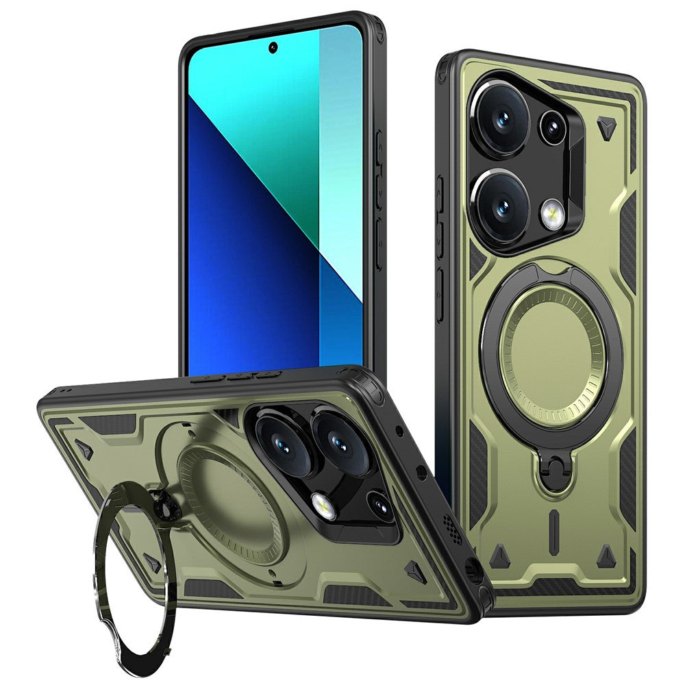 For Xiaomi Poco M6 Pro 4G / Redmi Note 13 Pro 4G Magnetic Case Military Protection PC+TPU Kickstand Phone Cover