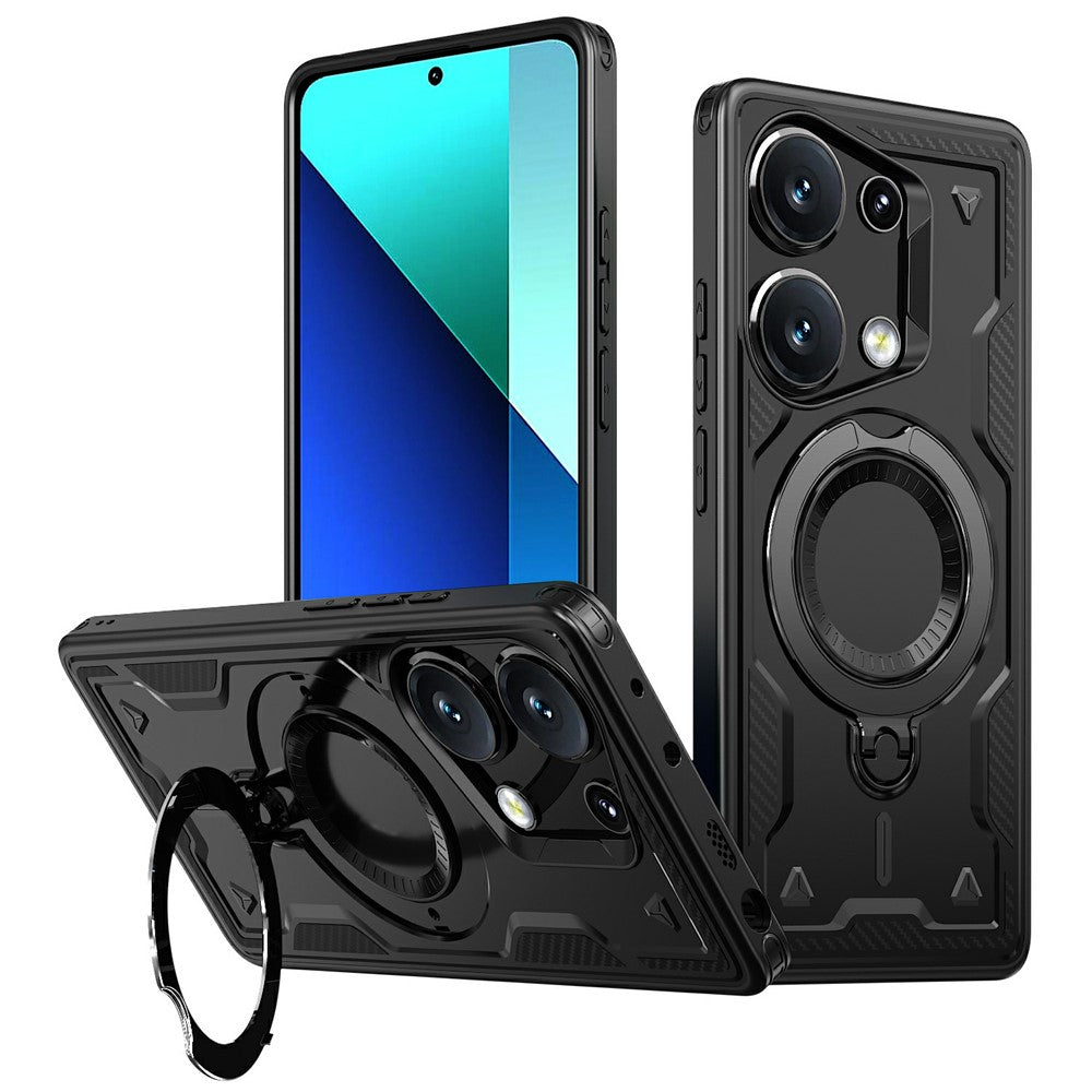 For Xiaomi Poco M6 Pro 4G / Redmi Note 13 Pro 4G Magnetic Case Military Protection PC+TPU Kickstand Phone Cover